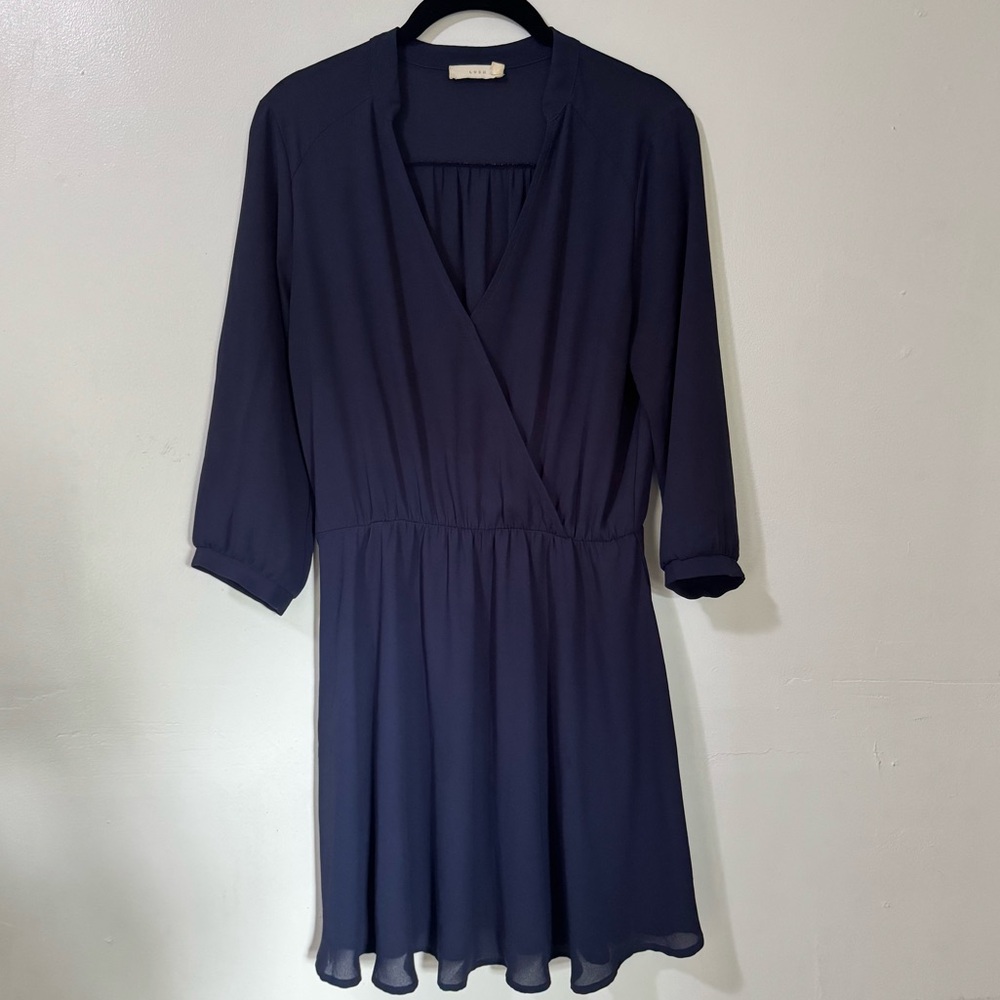 Lush | Navy Blue Faux Wrap Dress